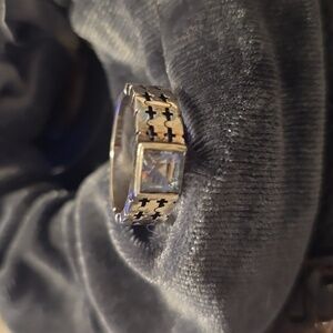 925 Sterling Silver Ring with Square blue Topaz Gemstone